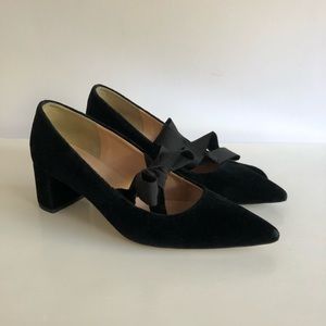 J. Crew Avery Velvet & Ribbon Block Heel Pumps